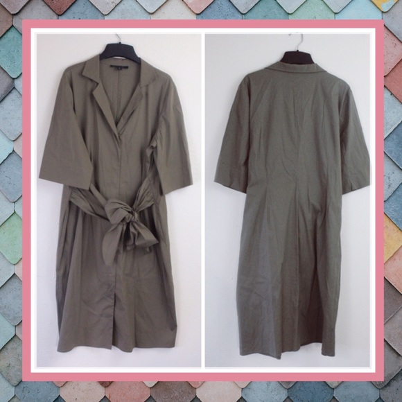 Lafayette 148 New York Dresses & Skirts - Lafayette 148 Zip Front Dress Tie Army Green 18